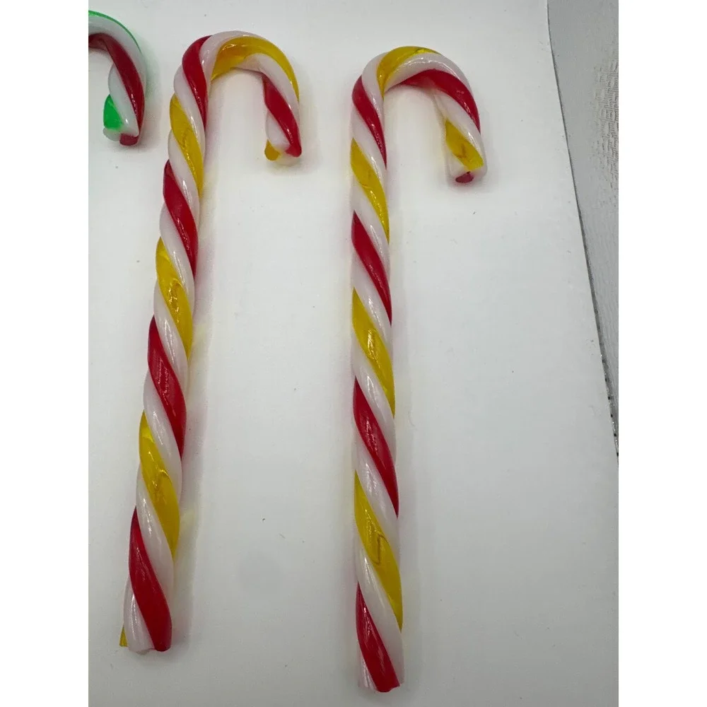 Vintage Lucite Candy Cane Ornaments Set of 5 Red Green Yellow